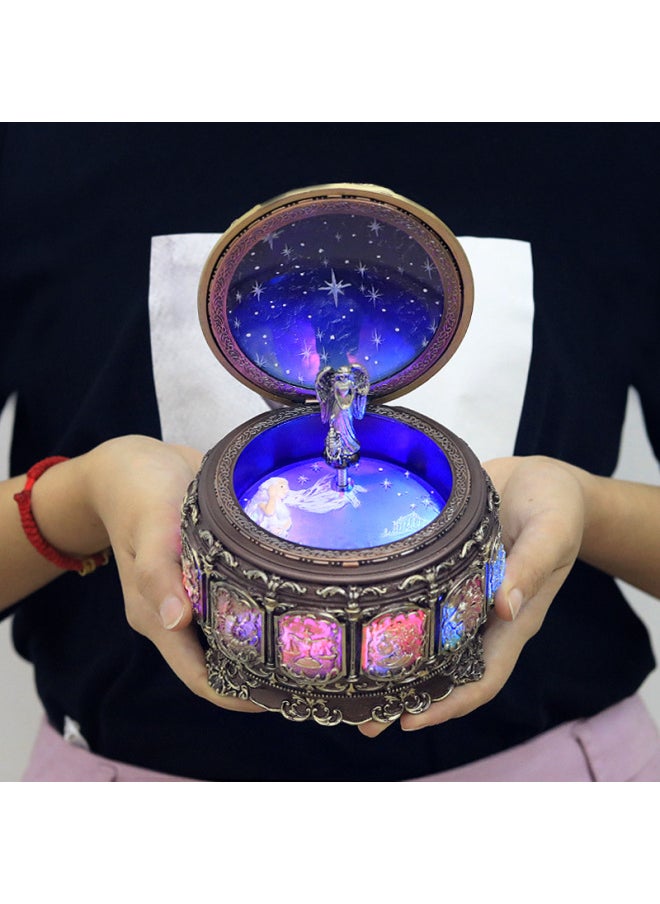 Vintage Zodiac Sign Music Box Creative Premium Birthday Gift For Girls Rotating Glowing Music Box Toy-Color:Leo-Size:More Than 12 Music Can Be Customized