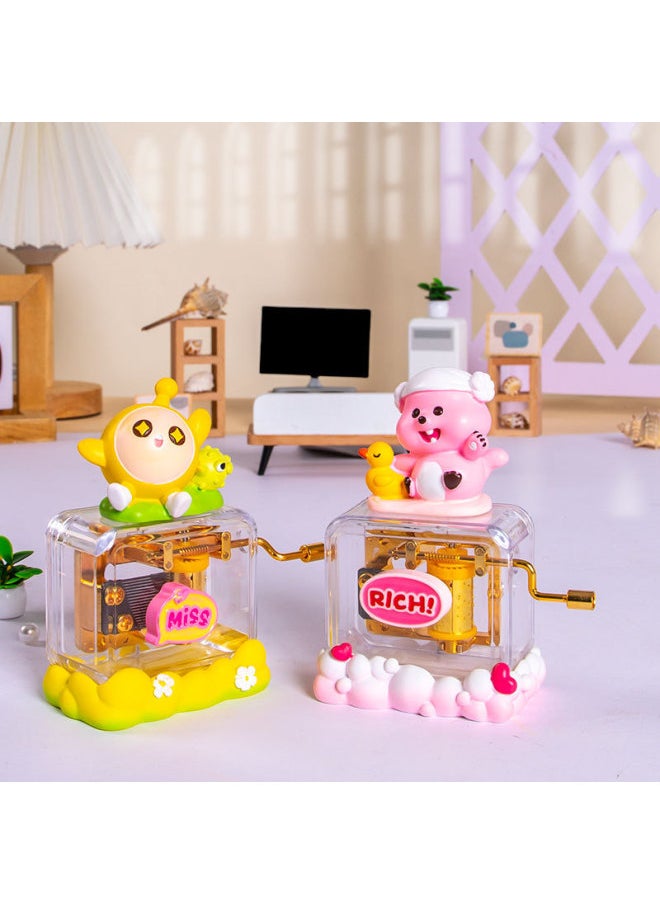 Creative Cozy Time Hand Series Music Box Cute Girl Decoration Hand-made Music Birthday Gift Music Box-Color:Big Ear Moe Hand Roll C-Dimensions:Hand-cranked Music Box