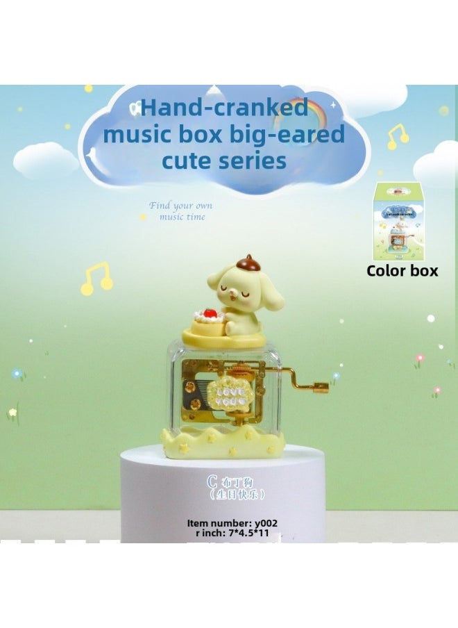 Creative Cozy Time Hand Series Music Box Cute Girl Decoration Hand-made Music Birthday Gift Music Box-Color:Big Ear Moe Hand Roll C-Dimensions:Hand-cranked Music Box