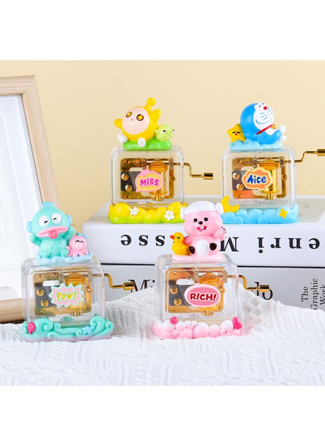 Creative Cozy Time Hand Series Music Box Cute Girl Decoration Hand-made Music Birthday Gift Music Box-Color:Big Ear Moe Hand Roll C-Dimensions:Hand-cranked Music Box