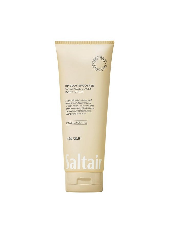 Saltair KP Body Scrub. 5% Glycolic Acid Treatment with Volcanic Sand and Plant Moisturizers. Fragrance-Free Physical Chemical Exfoliator. Exfoliating Body Scrubber for Rough Bumpy Skin, 10oz.