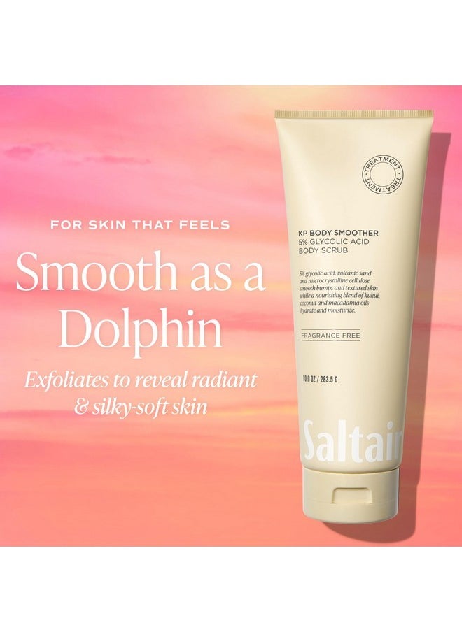 Saltair KP Body Scrub. 5% Glycolic Acid Treatment with Volcanic Sand and Plant Moisturizers. Fragrance-Free Physical Chemical Exfoliator. Exfoliating Body Scrubber for Rough Bumpy Skin, 10oz.