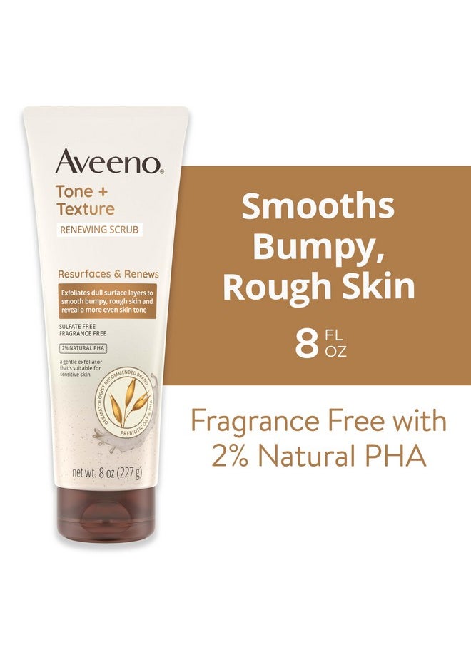 Aveeno Fragrance-Free Body Scrub for Smoother, More Even Skin Tone - Prebiotic Oat Formula for Sensitive Skin, Exfoliating and Renewing, 8 oz