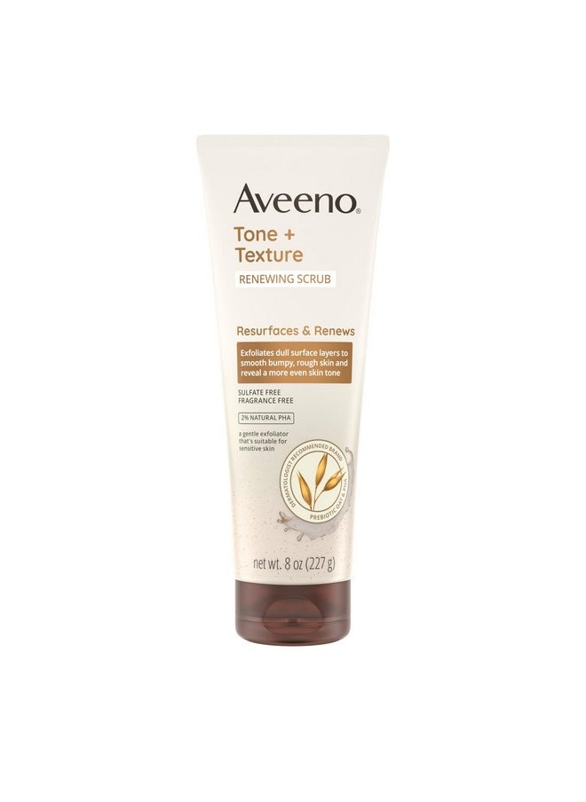 Aveeno Fragrance-Free Body Scrub for Smoother, More Even Skin Tone - Prebiotic Oat Formula for Sensitive Skin, Exfoliating and Renewing, 8 oz