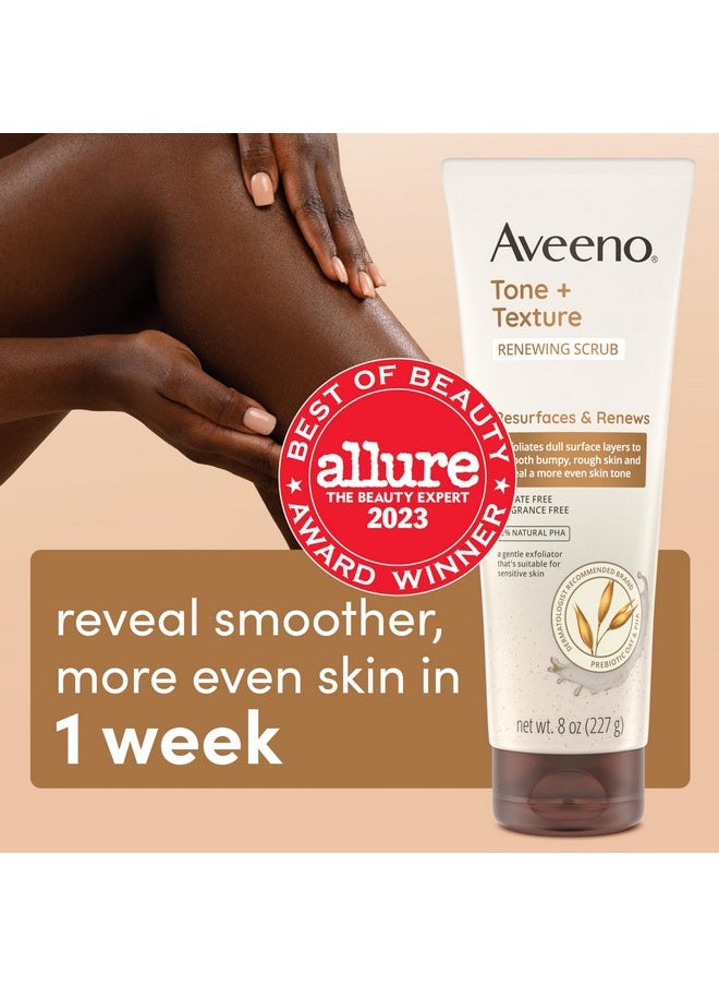 Aveeno Fragrance-Free Body Scrub for Smoother, More Even Skin Tone - Prebiotic Oat Formula for Sensitive Skin, Exfoliating and Renewing, 8 oz