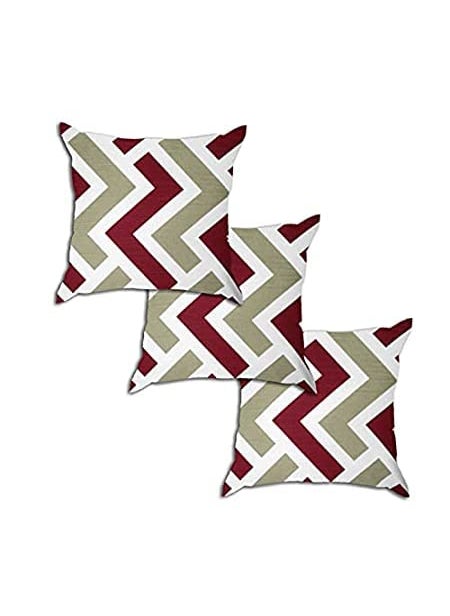 16x16 Cushion Cover Premium Square Pillow Case for Stylish Home Decor Red Pista Zigzag Pillowcase 16x16 16 x 16 Set of 3