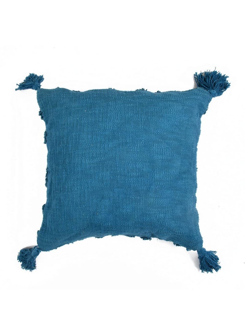 pepme Cotton Tufted Cushion Triangle Design Blue Color 24x24 Pack of 1