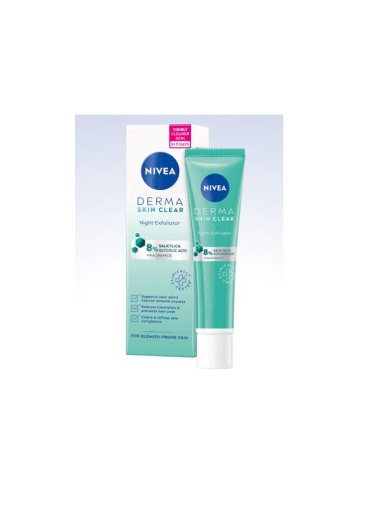 Nivea Derma Skin Clear Night Exfoliator for Blemish-prone Skin 40ml