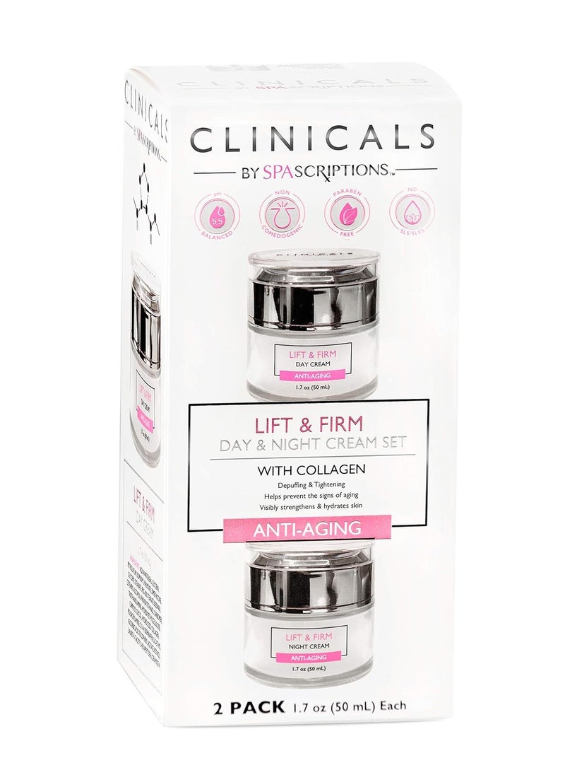 SpaScriptions Clinicals- Lift & Firm Day & Night Cream Set with Collagen - 2 Pack (1.7oz)
