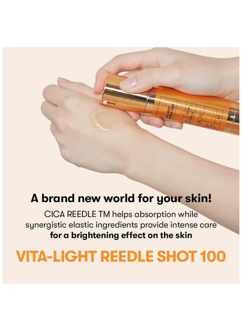 VT Cosmetics Vita-Light Reedle Shot 100 | Serum with Vitamin C Capsules, Vitamin E, Hydrating Care, Korean Skincare for Sensitive Skin 1.69Fl Oz(50ml)