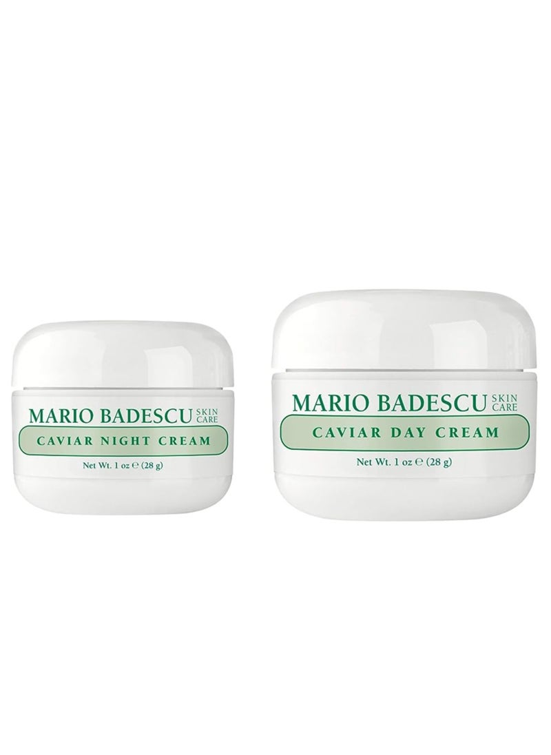 Bundle of Mario Badescu Night Cream for Face, Ultra-Rich Overnight Anti Aging Cream, Infused with Vitamins, Minerals and Antioxidant + Mario Badescu Caviar Day Cream, 1 Ounce