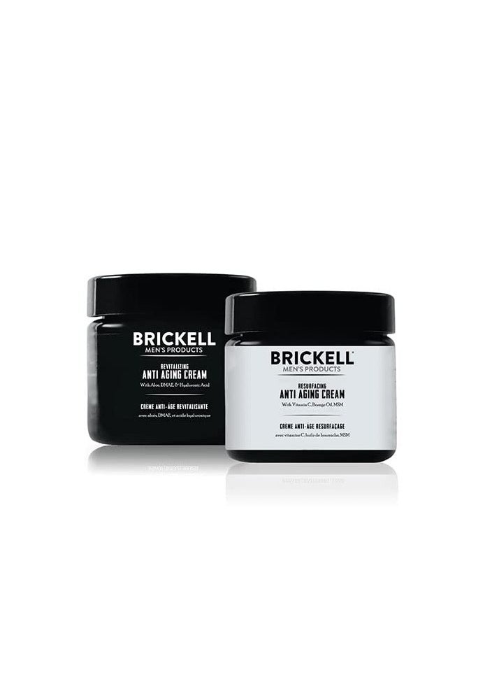 Brickell Men's Day and Night Anti Aging Cream Routine, Natural and Organic, Scented, Skincare Gift Set