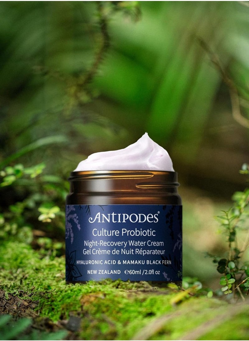 ANTIPODES Culture Probiotic Night Recovery Water Cream ? Facial Moisturizer with Hyaluronic Acid & Probiotics for Calm, Clear, Hydrated Skin ? Dry Skin & Stressed Skin ? 60ml, 2 fl. Oz