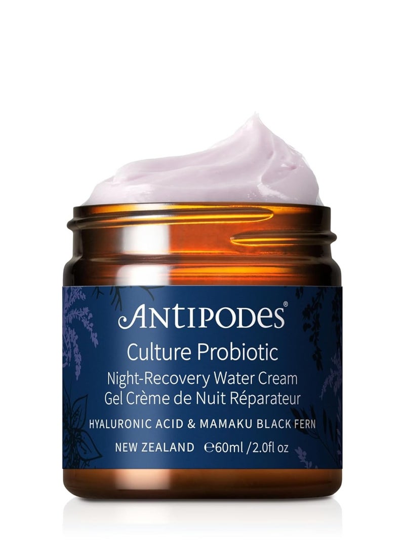 ANTIPODES Culture Probiotic Night Recovery Water Cream ? Facial Moisturizer with Hyaluronic Acid & Probiotics for Calm, Clear, Hydrated Skin ? Dry Skin & Stressed Skin ? 60ml, 2 fl. Oz