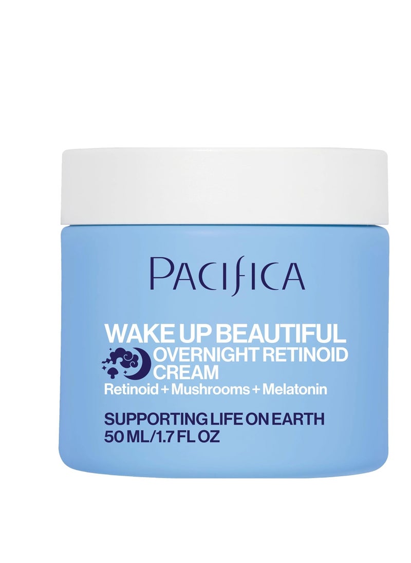 Pacifica Wake Up Beautiful Retinoid Night Cream – Overnight Anti-Aging Moisturizer with Hyaluronic Acid & Melatonin, Reduces Wrinkles & Fine Lines, Hydrating and Gentle for Dry or Mature Skin, Vegan