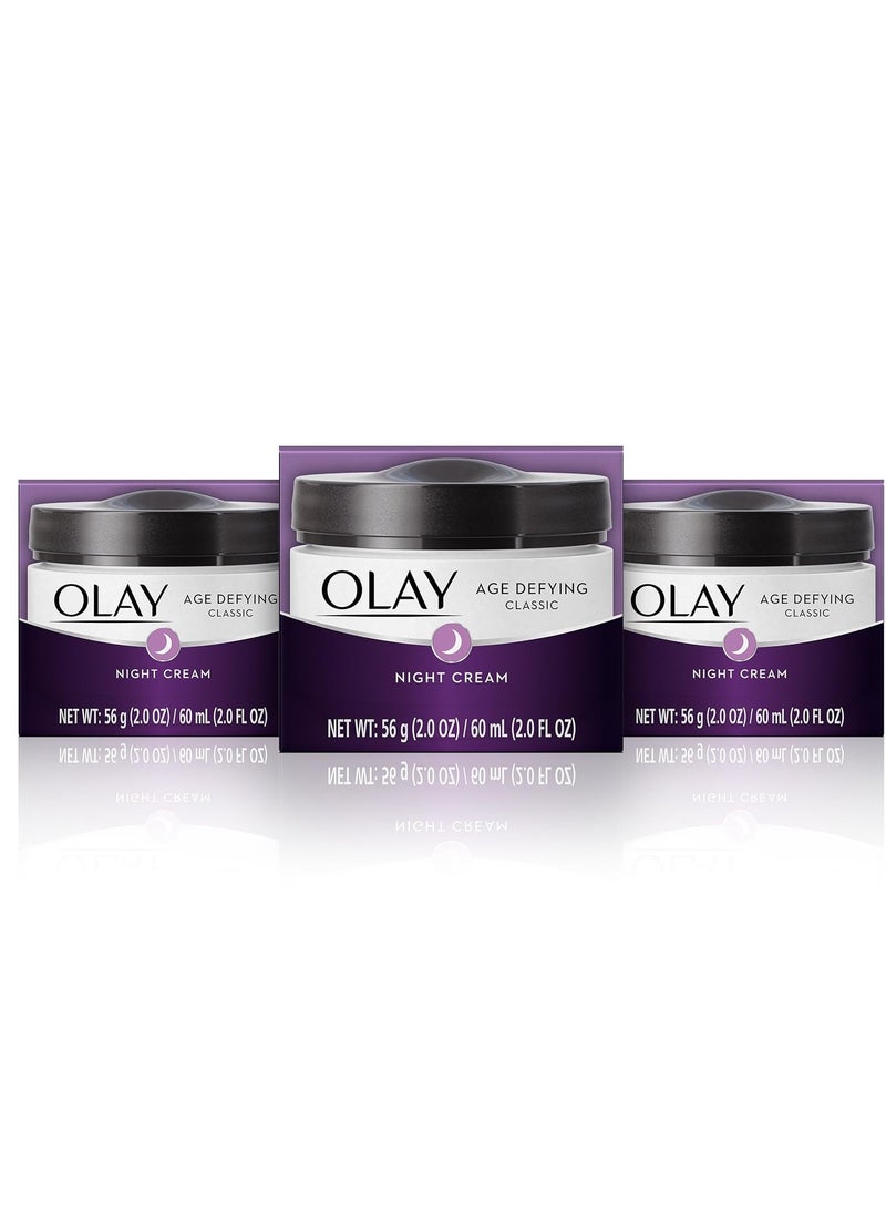 Night Cream With By Olay, Age Defying Classic Moisturizer With Vitamin E, Pack Of 3