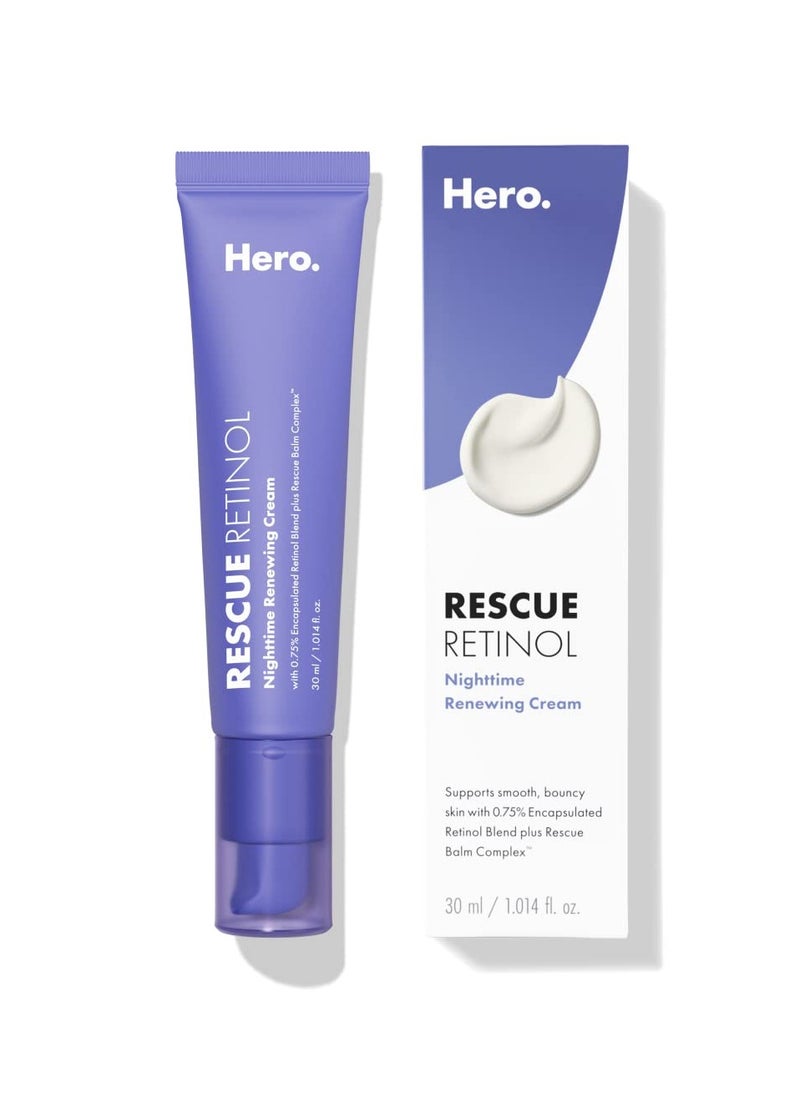 Rescue Retinol Nighttime Renewing Cream - Helps With the Look of Uneven Texture and Post-Blemish Marks - Gentle, Non-Drying Formula, Introduction Retinol - Safe for Sensitive Skin (30 ml)
