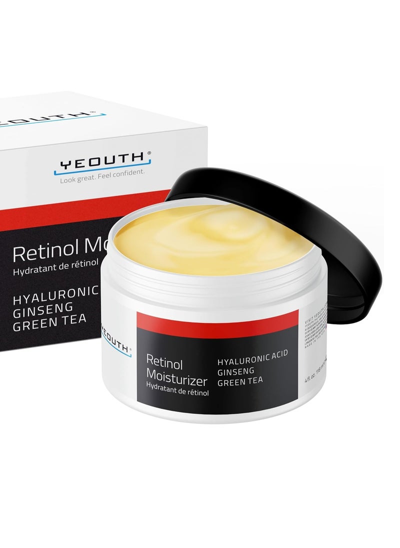YEOUTH Retinol Cream for Face, Retinol Face Cream for Women and Men with Hyaluronic Acid and Green Tea, Night Moisturizer for a Smoother Appearance 4oz