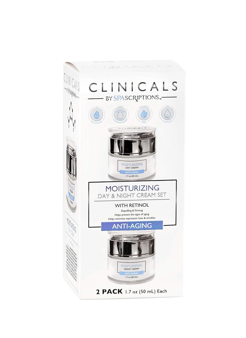 Clinicals- Moisturizing Day & Night Cream Set with Retinol - 2 Pack (1.7oz)