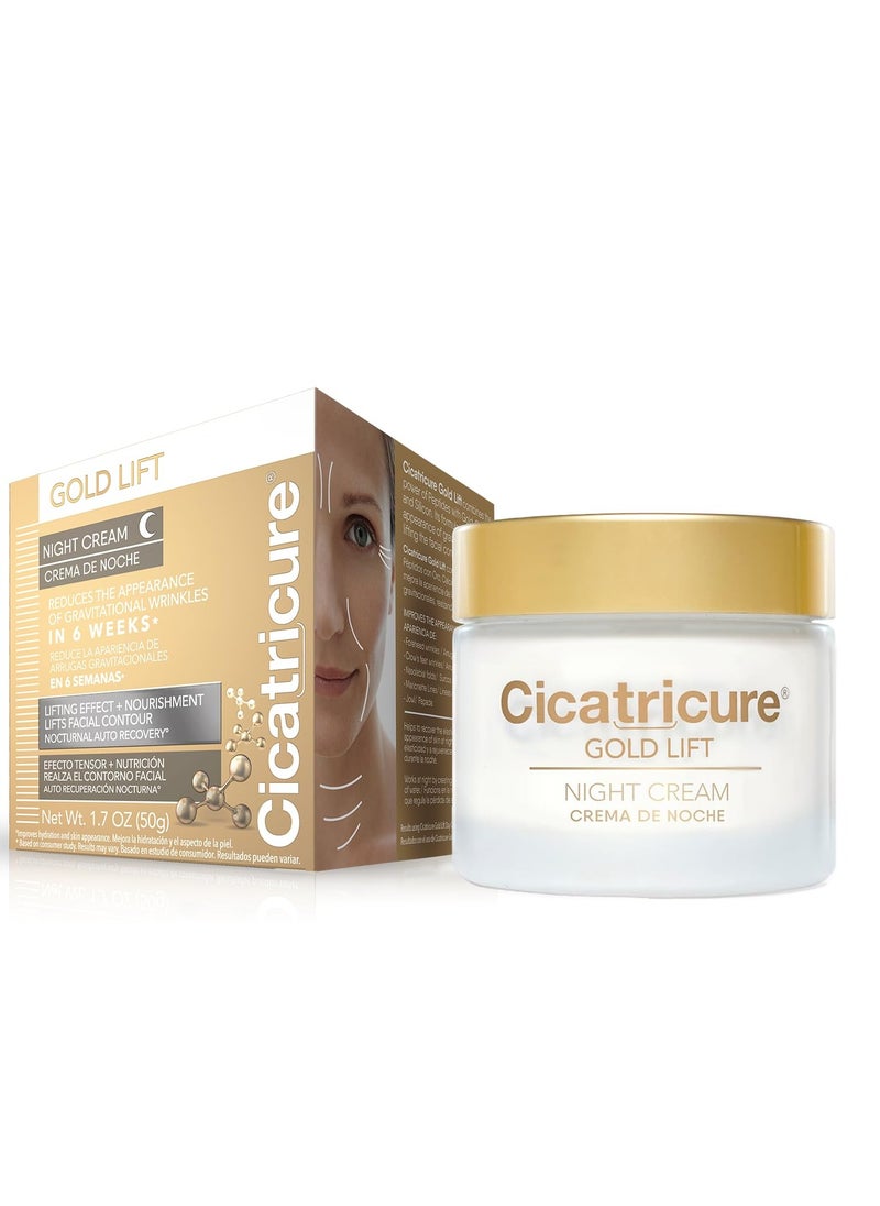 Cicatricure Gold Lift Night Cream, Anti Aging Facial Moisturizer, Hydrating Skin Care with Gold, Calcium & Silicon to Lift and Tighten Face Contour Overnight, 1.7 Ounce