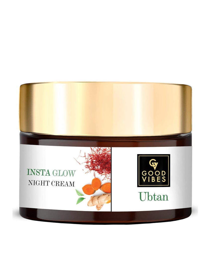 Good Vibes Ubtan Night Cream | with Saffron Turmeric & Vitamin B3 | Hydrating Overnight Restorative Moisturizer for Skin | No Parabens or Sulfates 1.76 Oz/50ml