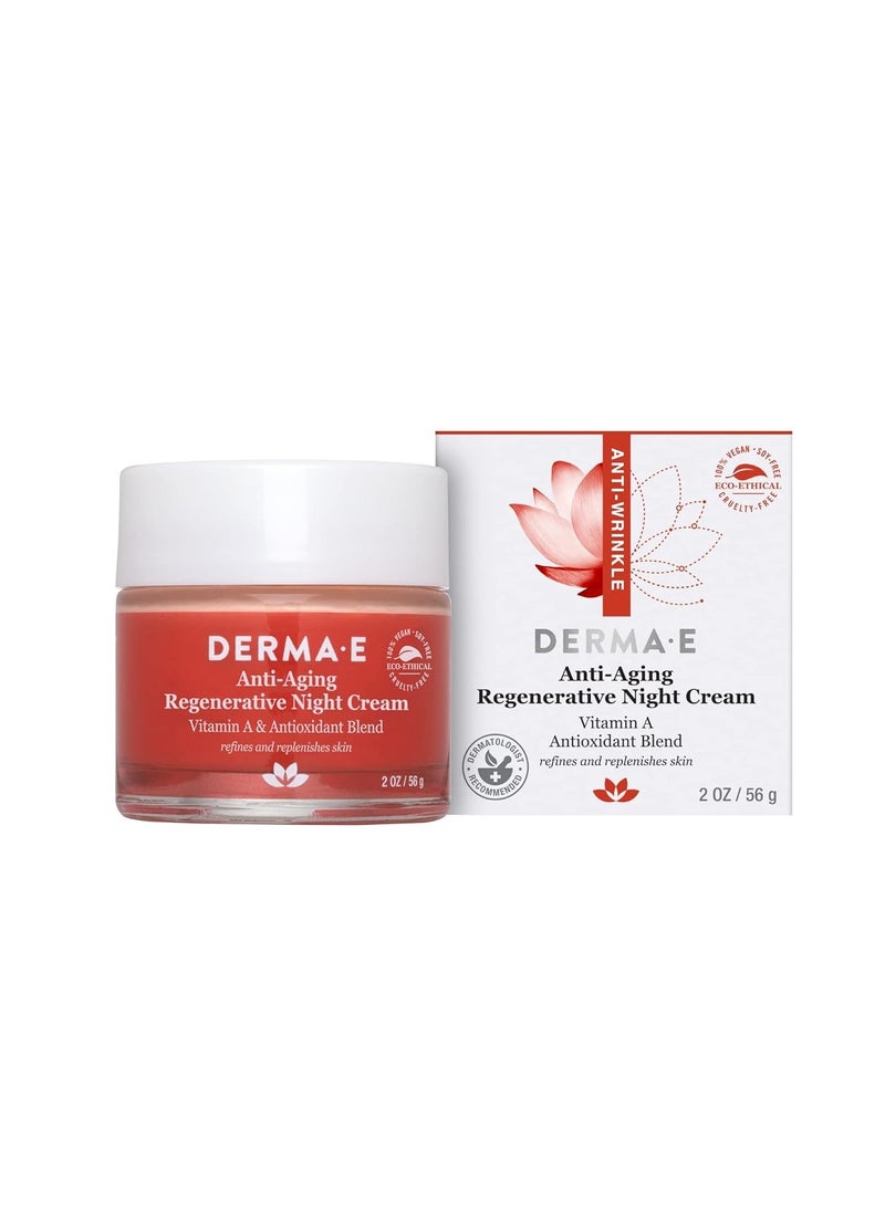 Derma E Anti-Aging Regenerative Night Cream – Firming Astaxanthin Moisturizer For Face – Lightweight Overnight Anti-Wrinkle Cream With Jojoba Oil And Vitamin E, 2 oz