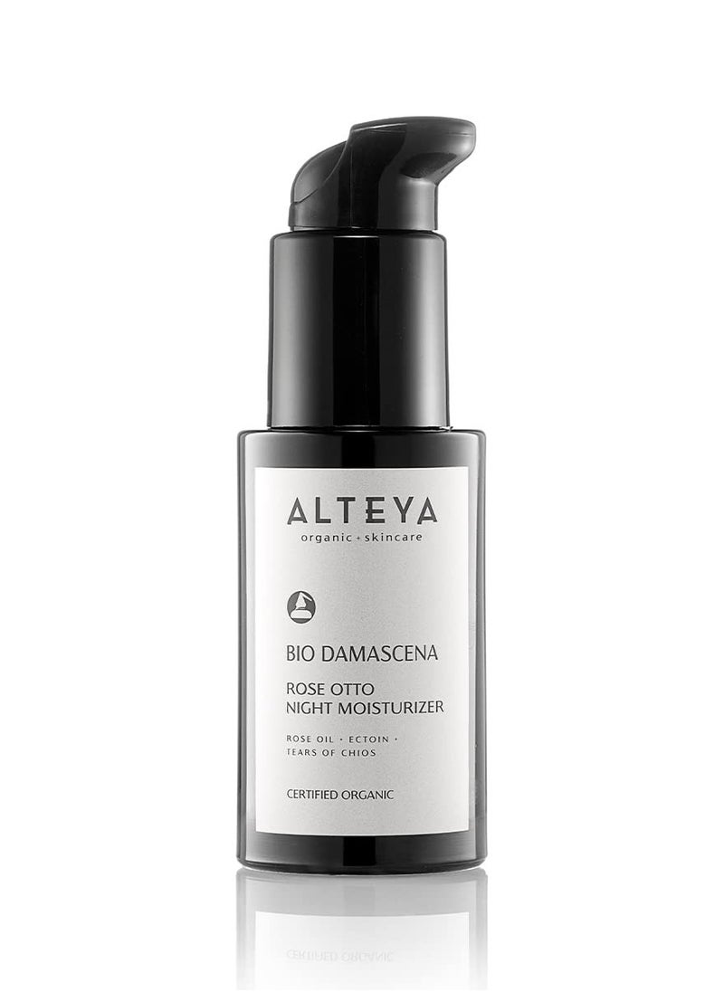 Alteya Organics Night Moisturizer Certified Organic Skin Care 1.7 Fl Oz/50 mL Bio Damascena Award-Winning Face Cream With Organic Bulgarian Rose Oil Hydrating, Toning and Rejuvenating