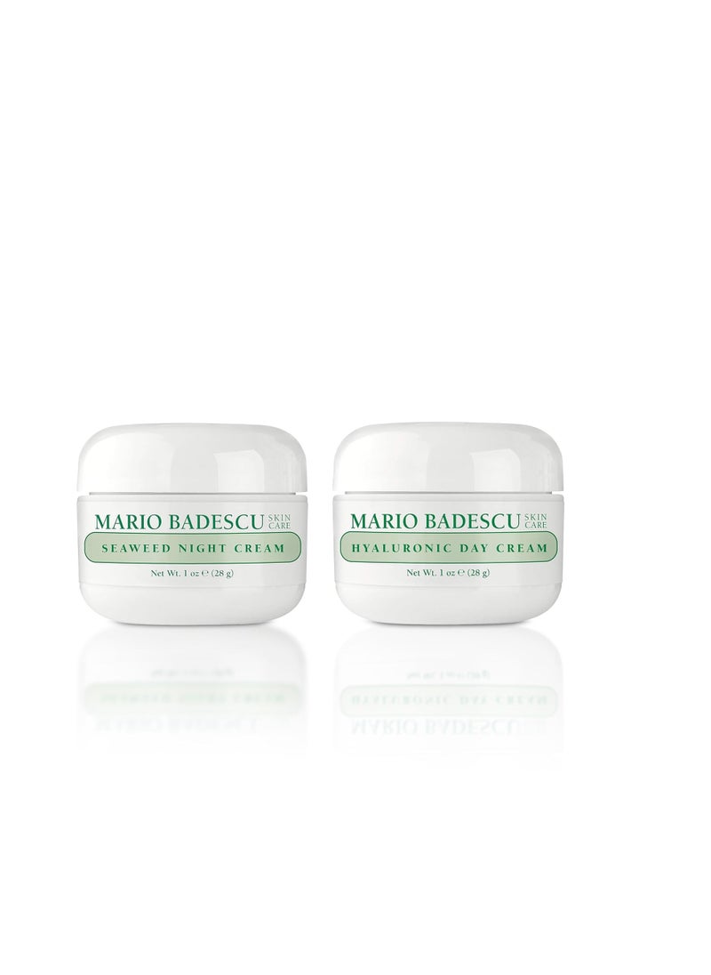 Mario Badescu Day & Night Hydration Set | Seaweed Night Cream + Hyaluronic Day Cream | Mineral-Rich Hydration, Collagen-Boosting & Moisture Retention for Dry Skin