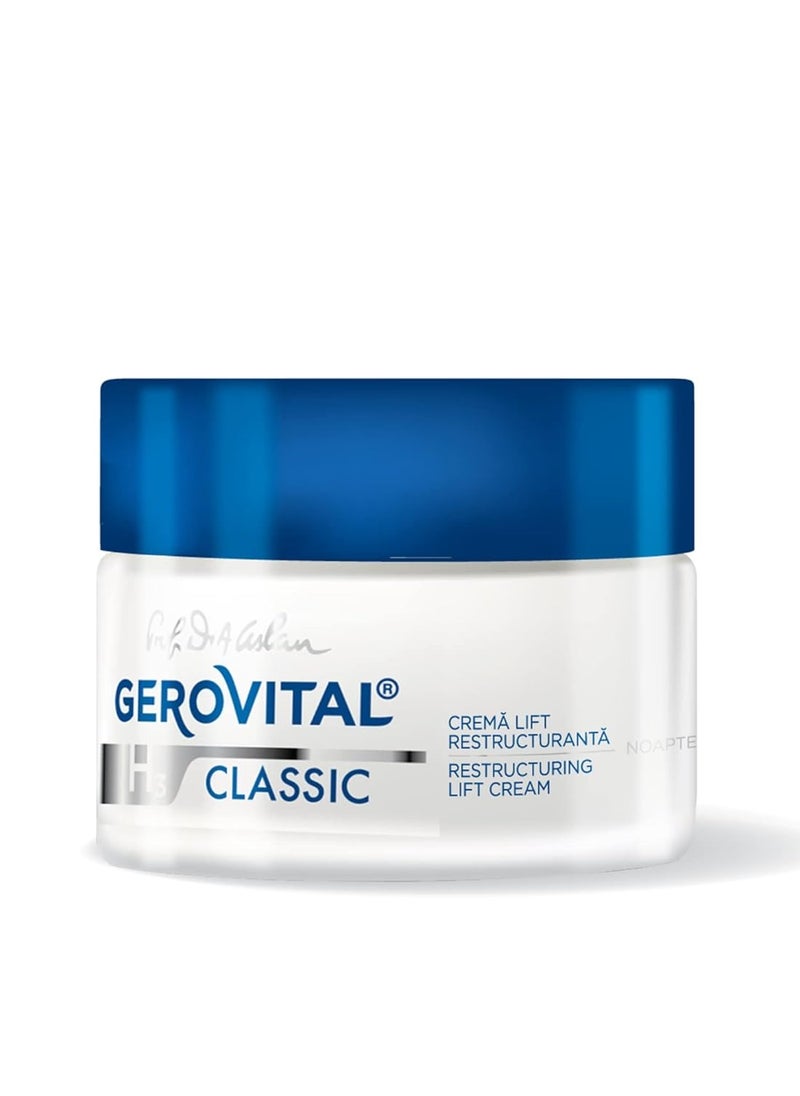 GEROVITAL CLASSIC Restructuring Lifting Cream Night Care with Hyaluronic Acid, Juvinity™, Vitamin E, Anti-wrinkle, Anti-Age Face Cream, Face Moisturizer, 50 ml