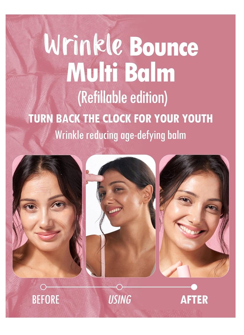 KAHI Wrinkle Bounce Multi Balm - Refill Kit for REFILLABLE EDITION | All-in-One Hydrating Lip Balm Eye Neck Cream Make Up Base & Face Mist Moisture Balm Stick Daily Face Moisturizer (0.32 oz)