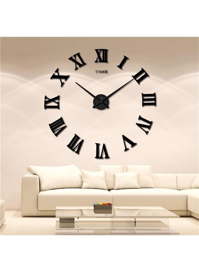 Letters Removable Sticker Giant Wall Clock black, Wall Clock, Modern Frameless Large Wall Clock Kit Decoration Home for Living Room Bedroom