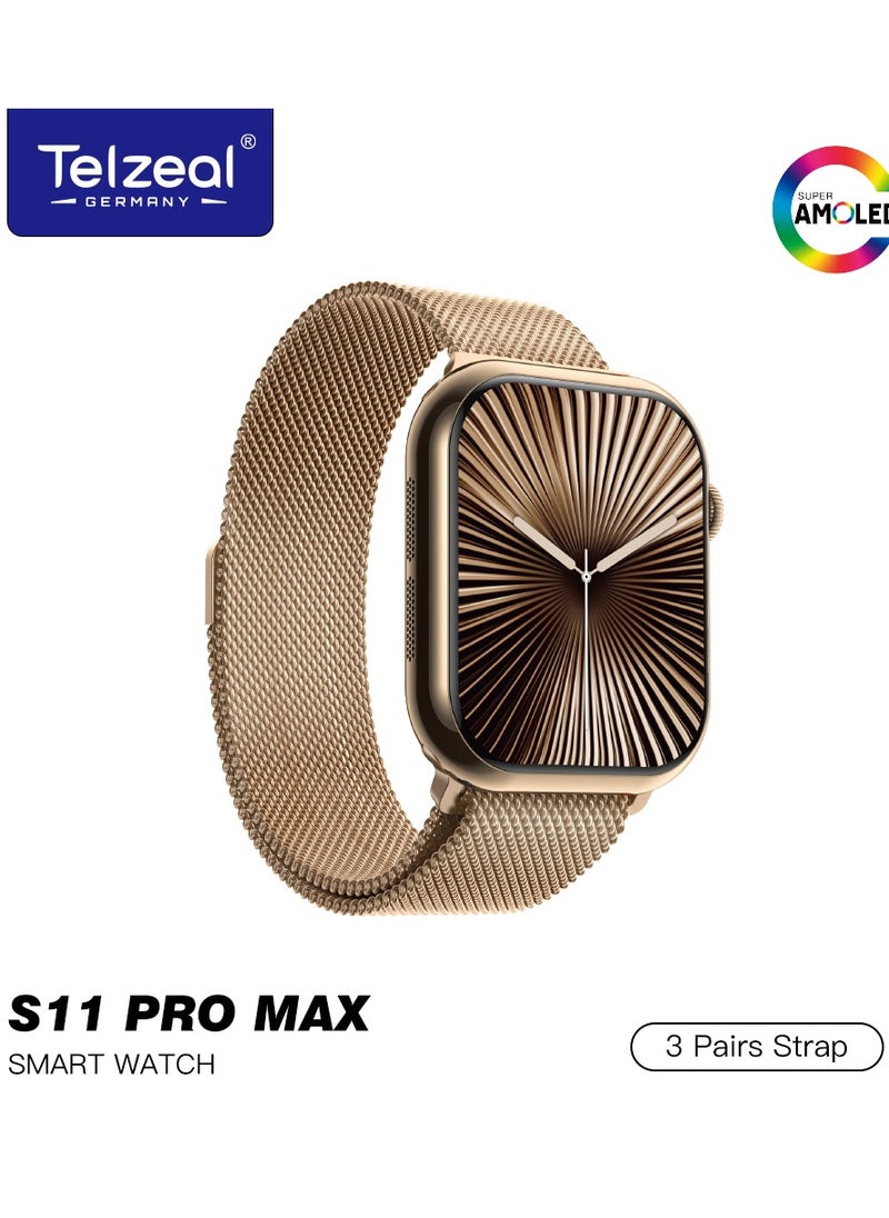 Telzeal S11 Pro Max Premium Smartwatch with AMOLED Screen Local Music and Wireless Charging