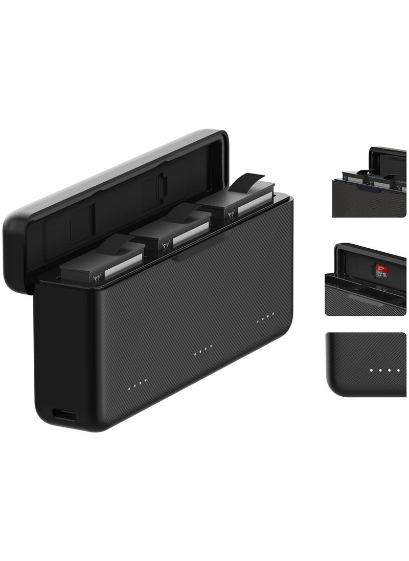 TELESIN Osmo Action 3/4/5 Pro Battery Charger for DJI Action 5 Pro Triple Slot PD 30W Fast Charging Case with Type-C Cord Batteries Case Fully Compatible with DJI Osmo Action 3/4/5 Pro Extreme Battery