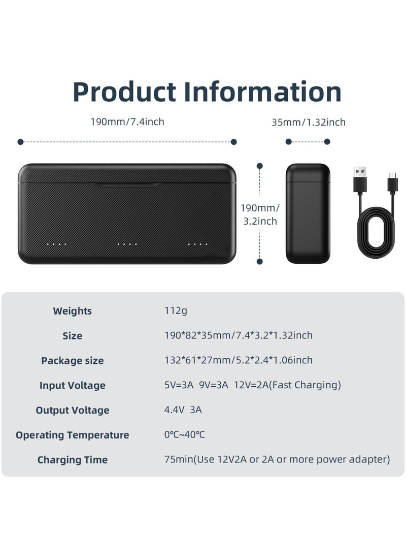 TELESIN Osmo Action 3/4/5 Pro Battery Charger for DJI Action 5 Pro Triple Slot PD 30W Fast Charging Case with Type-C Cord Batteries Case Fully Compatible with DJI Osmo Action 3/4/5 Pro Extreme Battery
