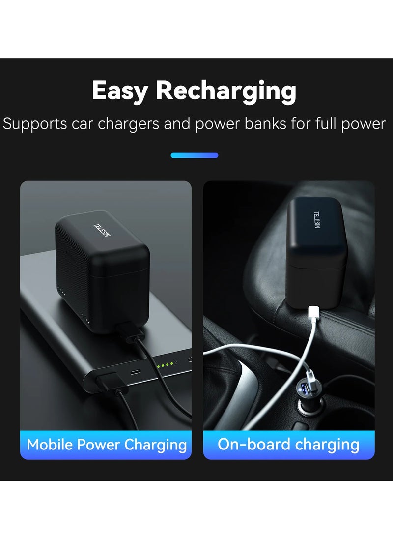 TELESIN Dual Slot PD3.0 Fast Charger for Insta360 X4 | Portable Battery Charger Storage Box with MicroSD Card Slots and Type-C Cable