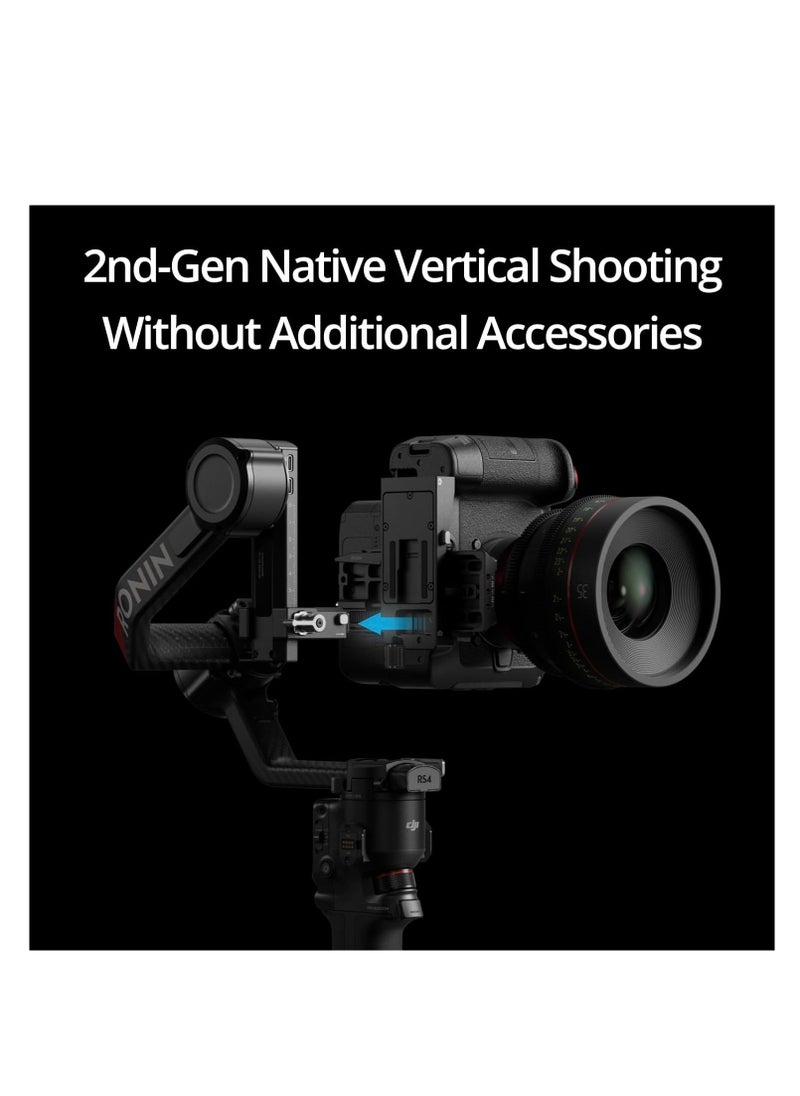 DJI RS 4 Pro, 3-Axis Gimbal Stabilizer for DSLR & Cinema Cameras Canon/Sony/Panasonic/Nikon/Fujifilm, 2nd-Gen Native Vertical Shooting, 4.5kg (10lbs) Payload, Dual Focus & Zoom Motors
