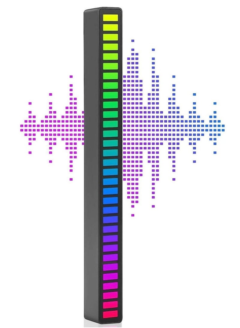 1pc RGB Voice-Activated Pickup Rhythm Light, Music Rhythm Light, Sound Control Ambient Light, Rechargeable USB Smart LED Light Bar, Music Level Indicator, 32 Bit Wireless for PC Desktop Car Gaming