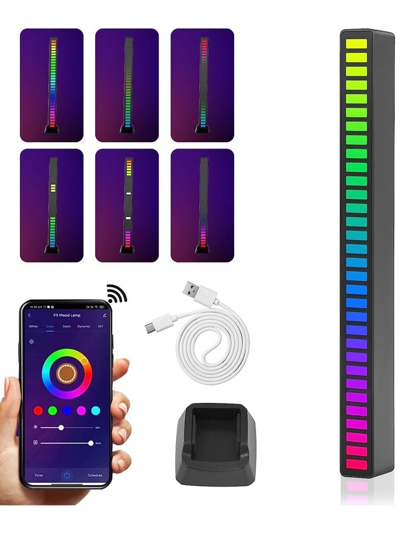 1pc RGB Voice-Activated Pickup Rhythm Light, Music Rhythm Light, Sound Control Ambient Light, Rechargeable USB Smart LED Light Bar, Music Level Indicator, 32 Bit Wireless for PC Desktop Car Gaming