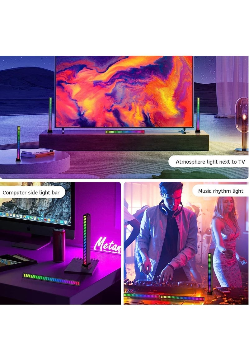 1pc RGB Voice-Activated Pickup Rhythm Light, Music Rhythm Light, Sound Control Ambient Light, Rechargeable USB Smart LED Light Bar, Music Level Indicator, 32 Bit Wireless for PC Desktop Car Gaming