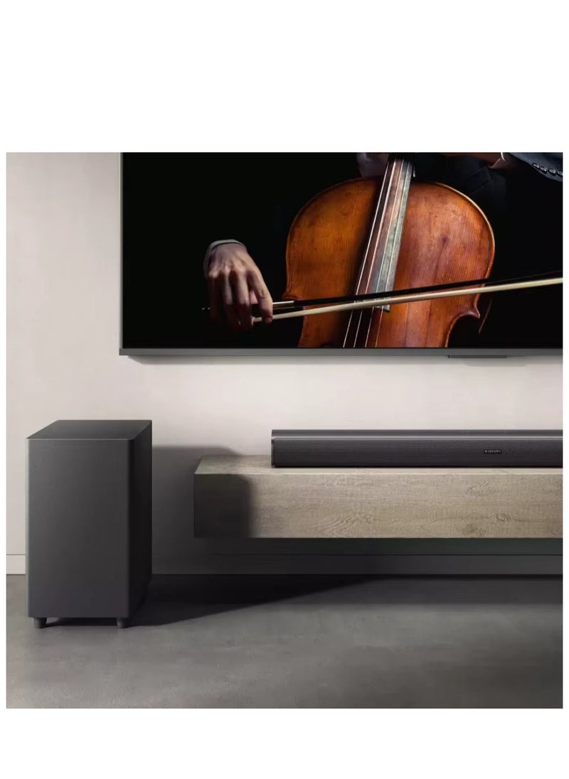 2.1 Channel Soundbar with Wired Subwoofer, 120W Powerful Bass, Bluetooth 5.0, HDMI ARC, Optical/AUX Input, for TV, Movies, Gaming – Easy Setup, Wall Mountable