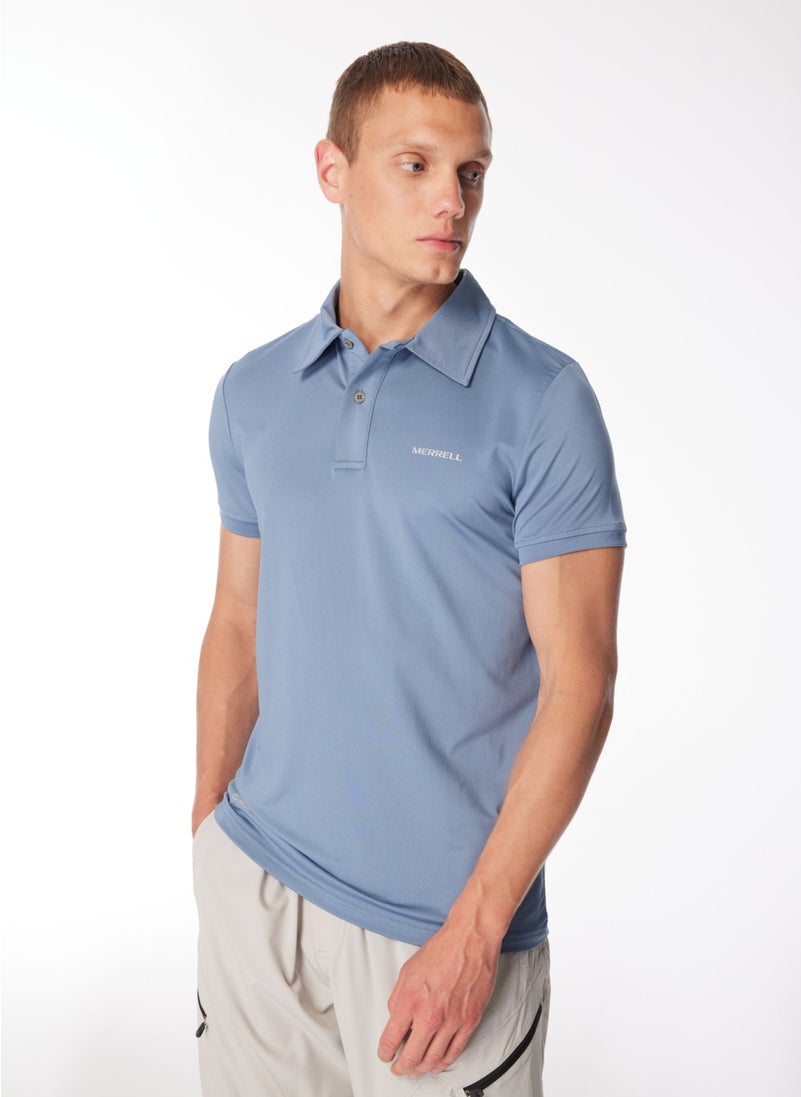 Blue Men's Printed Polo T-Shirt M4Pacem_Pace M