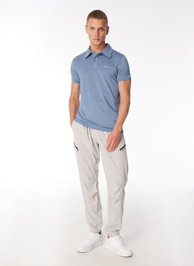 Blue Men's Printed Polo T-Shirt M4Pacem_Pace M