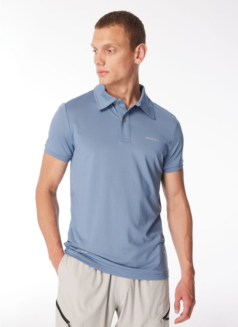 Blue Men's Printed Polo T-Shirt M4Pacem_Pace M