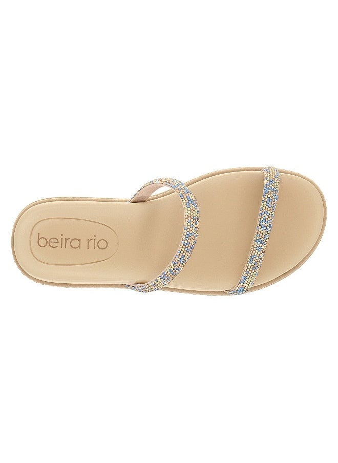 Beira Rio Ladies Flat Sandals Blue | Made In Brazil