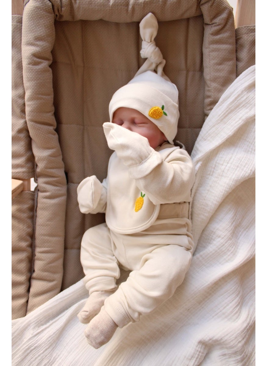 Lemon Embroidered 5-Piece Long Sleeve Newborn Set