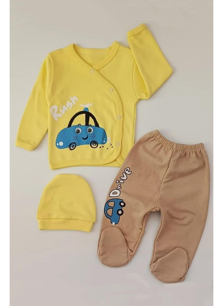 Cotton Front Snap Hat 3-Piece Hospital Release Newborn Set
