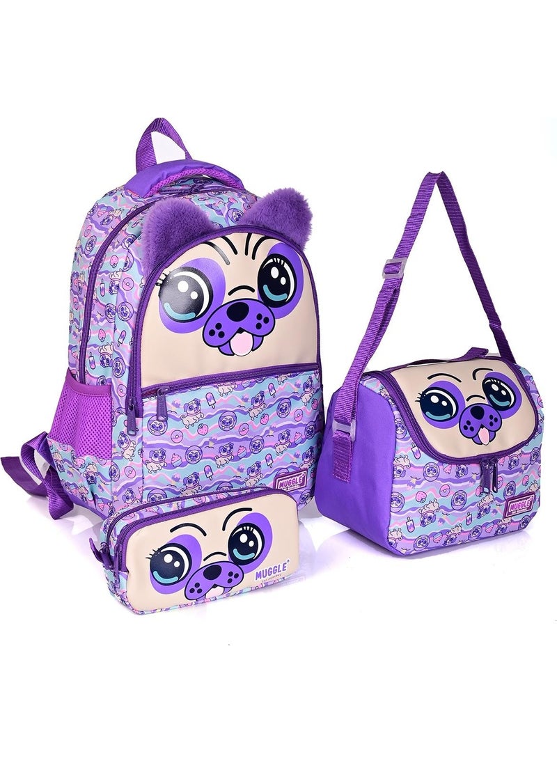 6962 Dog Purple School Bag Set of 3