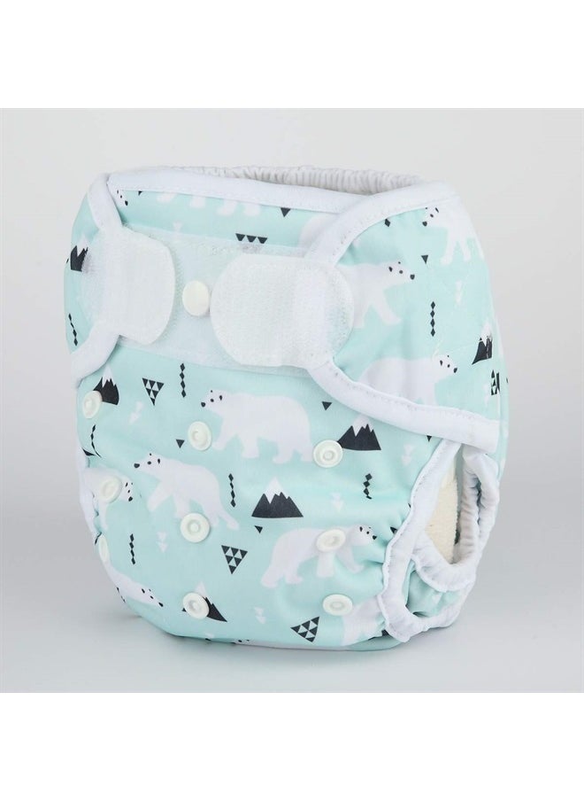 Baby Cloth Diaper Cover Nappy Hook and Loop Double Gusset 6.6lbs to 33lbs (Polar Bear)
