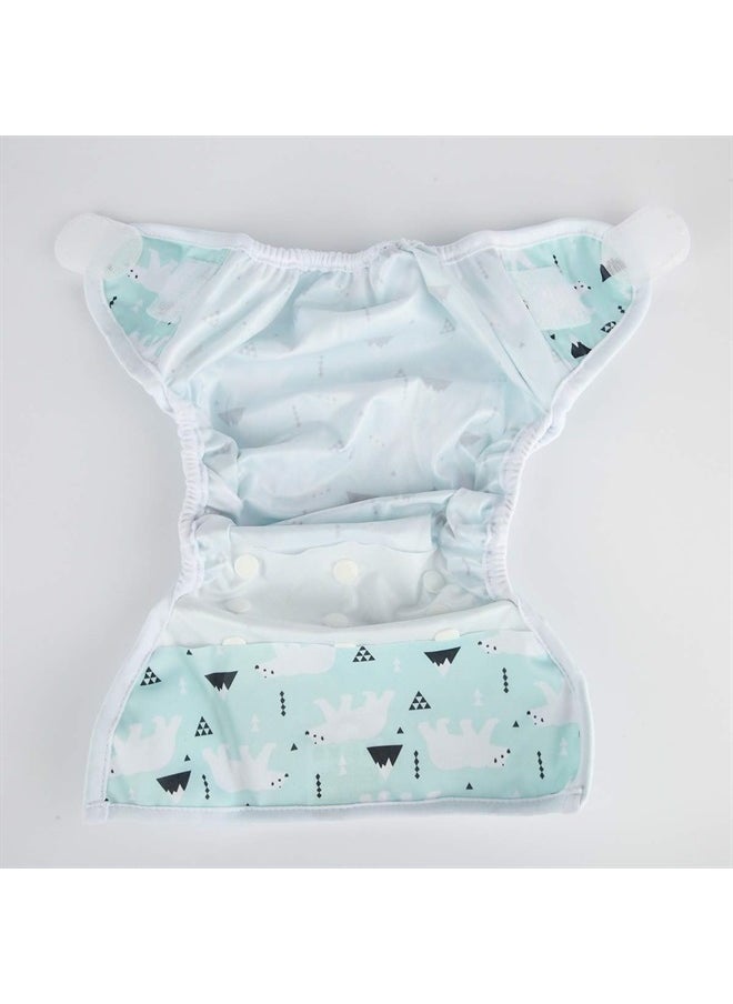Baby Cloth Diaper Cover Nappy Hook and Loop Double Gusset 6.6lbs to 33lbs (Polar Bear)