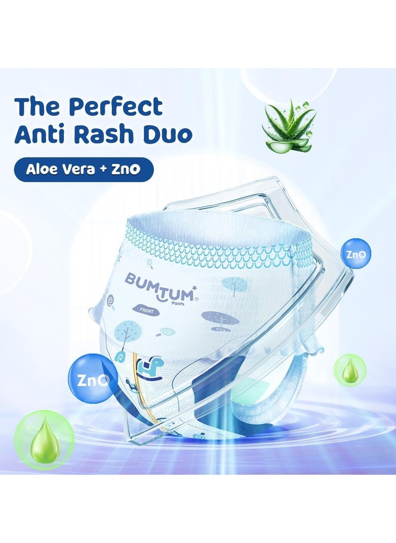 Bumtum Baby Diaper Pants, M (Size 3), 7-12 kg, Double Layer Leakage Protection Infused With Aloe Vera, Cottony Soft High Absorb Technology, 72 Diaper